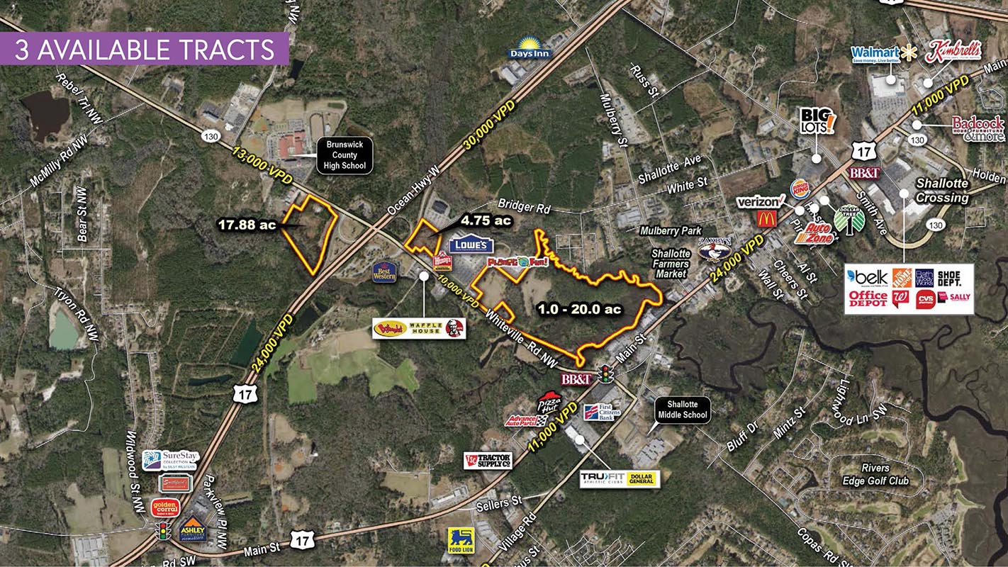 Commercial Land For Sale and/or Lease in Shallotte, NC