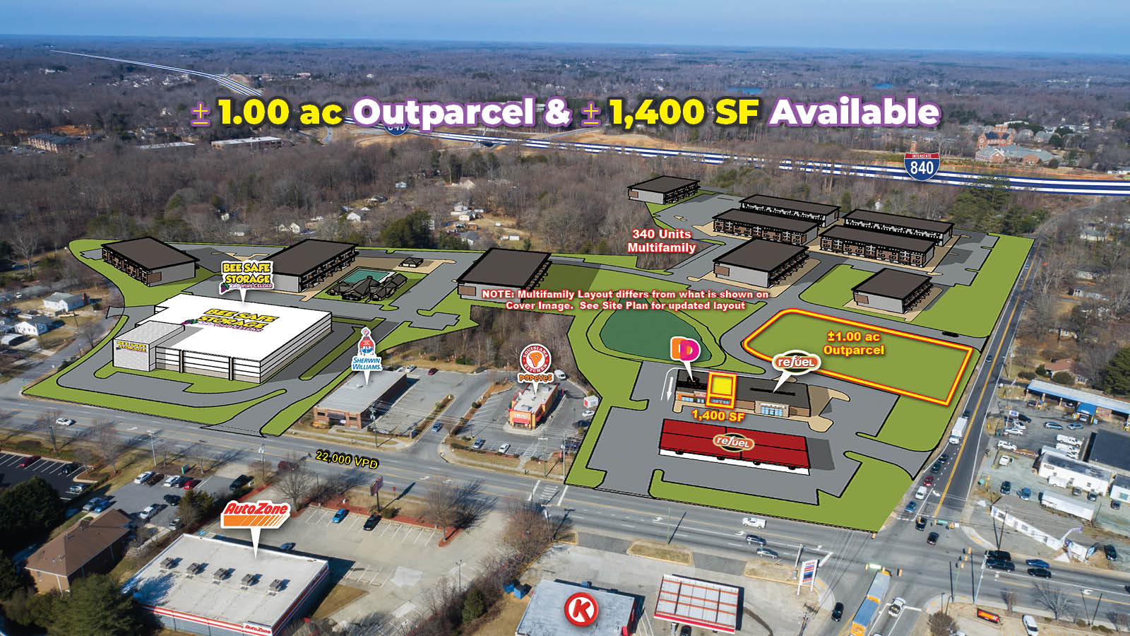 Commercial, For Lease, 1176, Ground Lease, Build to Suit, Greensboro, NC, North Carolina, New Development, New, Development, 2022, Dunkin\' Donuts, Rendering, Site Plan, Overlay