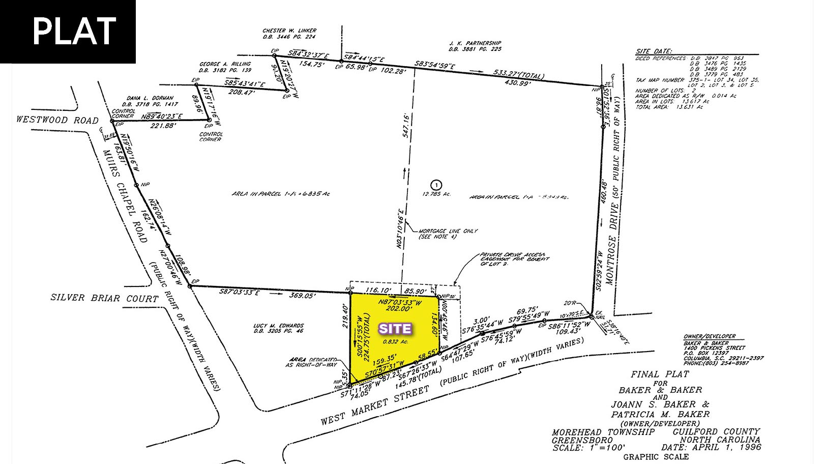 Original Plat of Parcel within Shopping Center