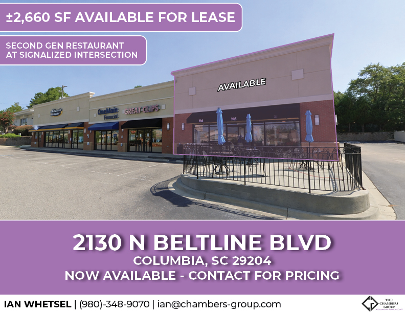 2130 N Beltline Blvd, Columbia, SC 29204 South Carolina Commercial for LEASE 2nd Generation Restaurant
